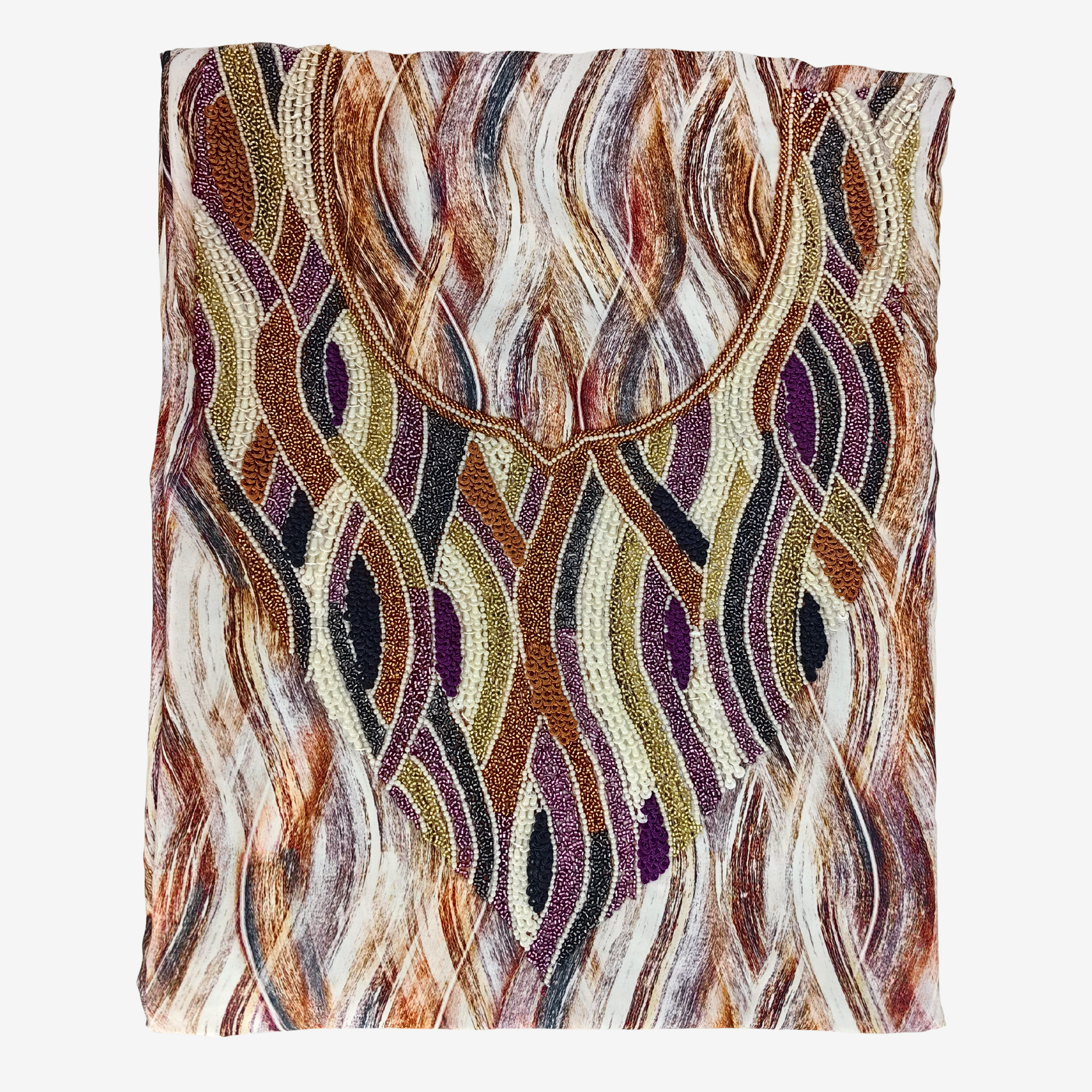 Ladies Royal Italian Silk Mukhawar Fabric – Artistic Waves Design