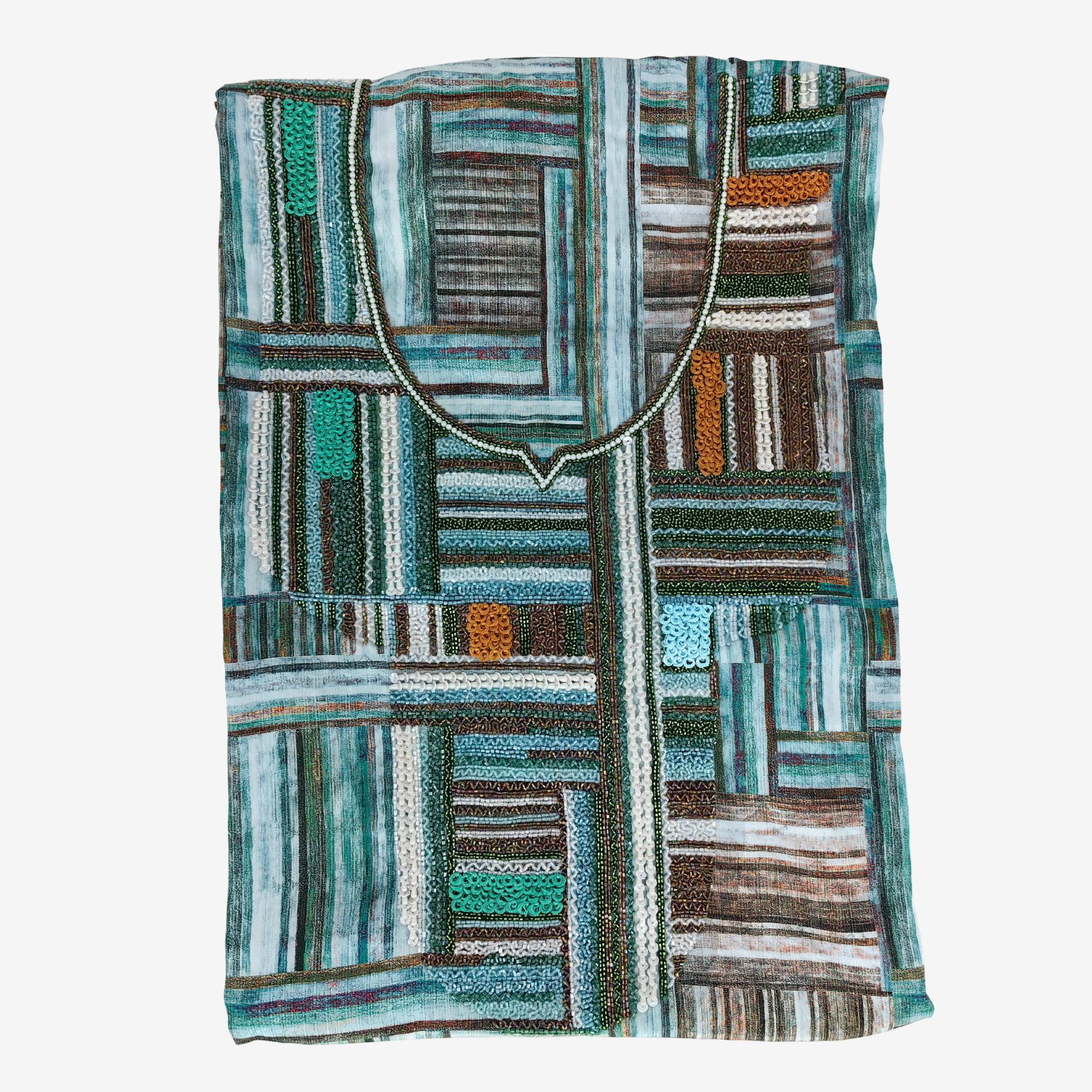 Ladies Royal Italian Silk Mukhawar Fabric – Artistic Waves Design