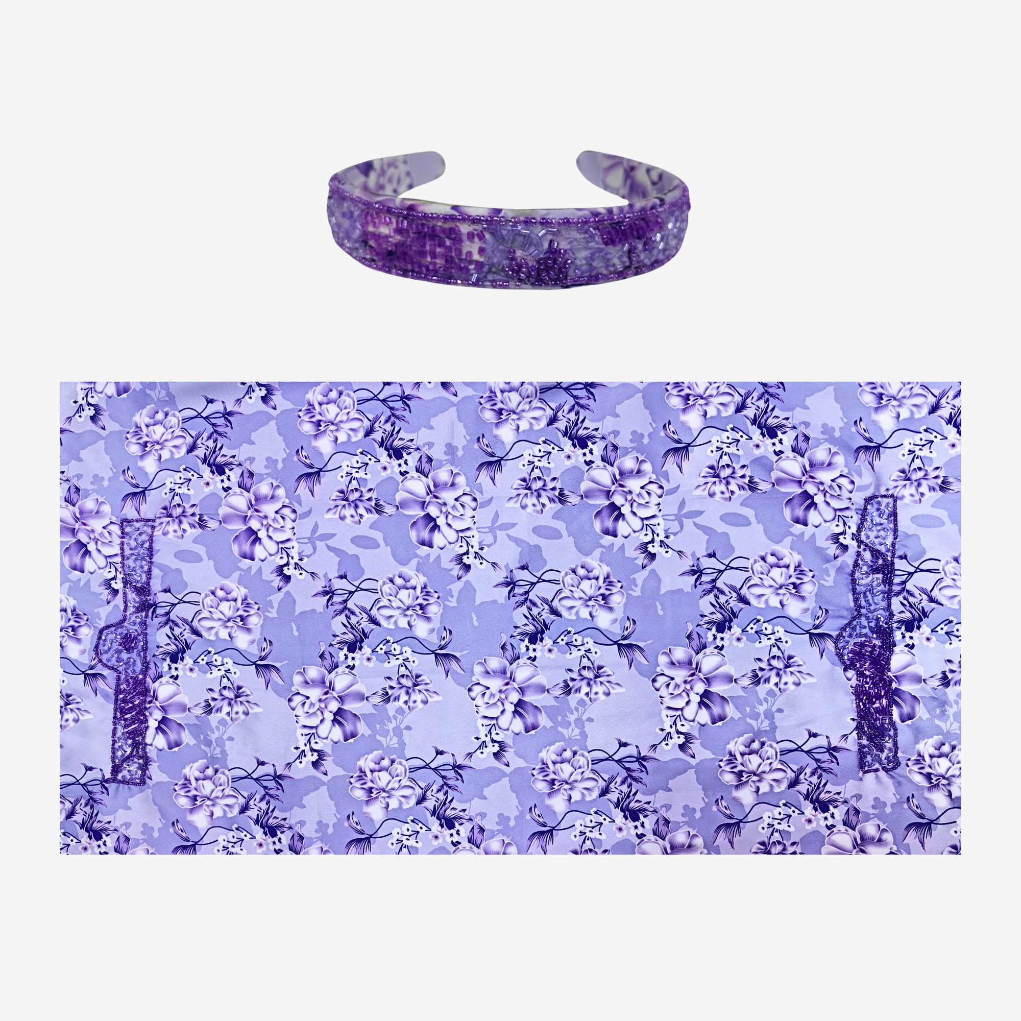 Girls Indian Digital Silk Mukhawar with Crown – Symmetrical Pearl Design