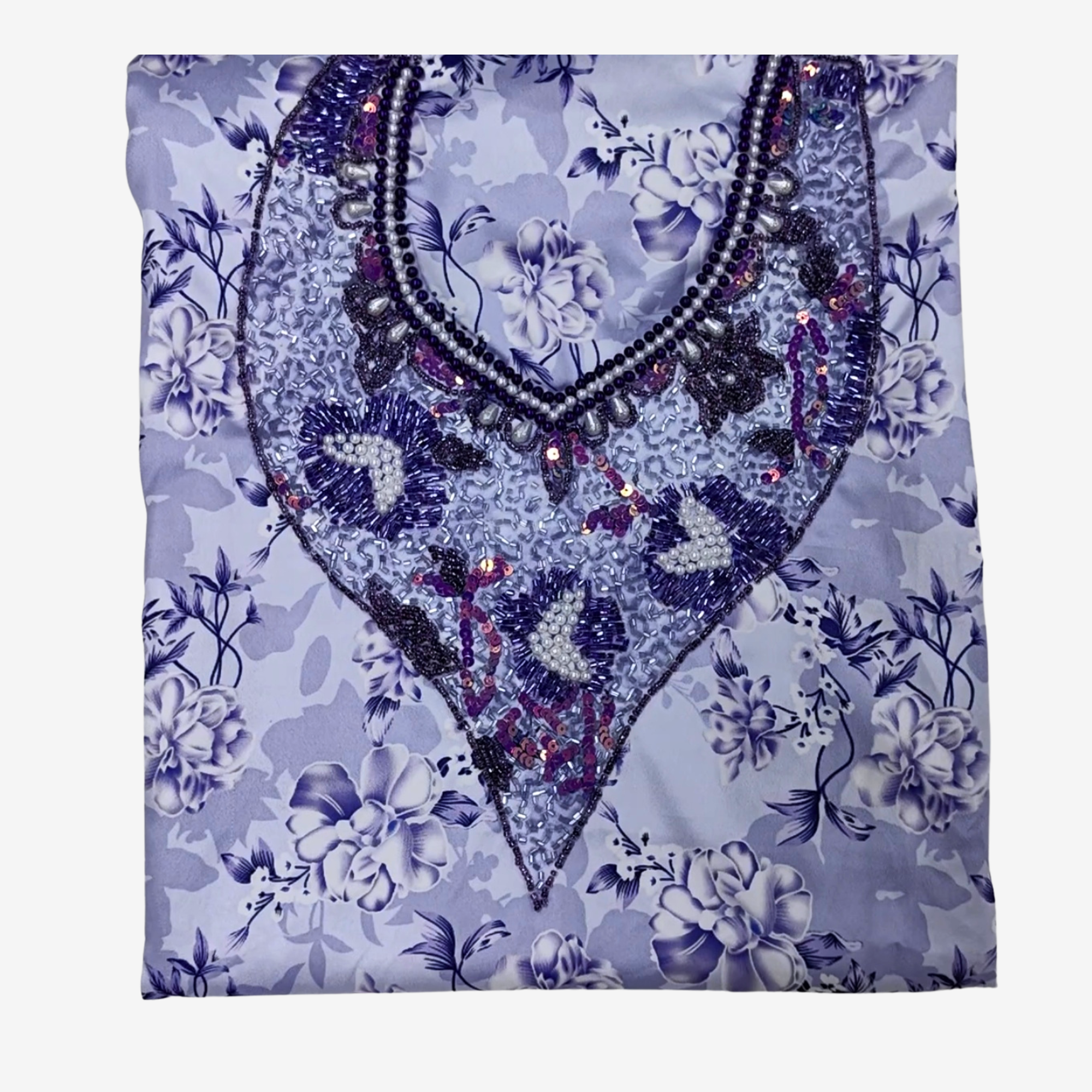 Girls Indian Digital Silk Mukhawar with Crown – Symmetrical Pearl Design