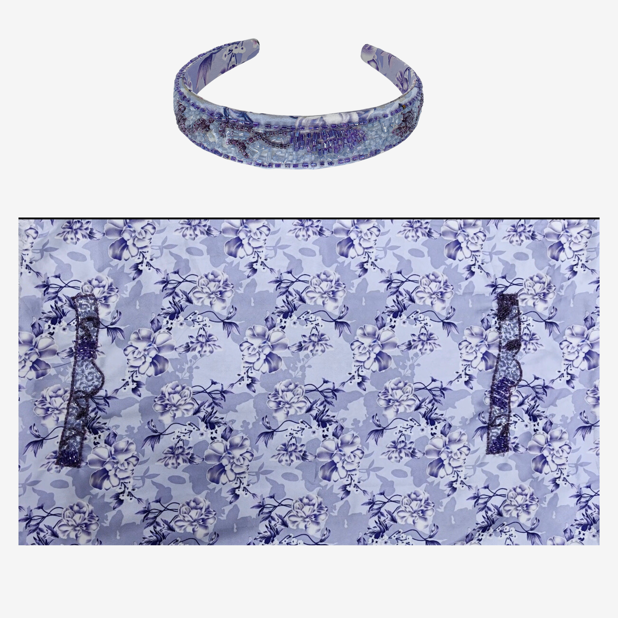 Girls Indian Digital Silk Mukhawar with Crown – Symmetrical Pearl Design