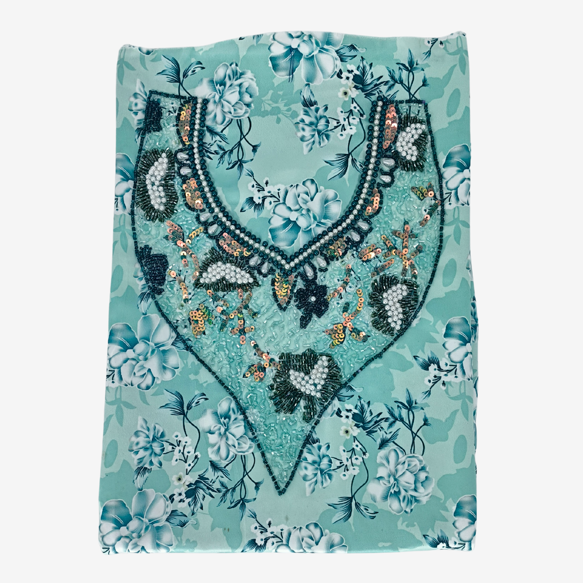 Girls Indian Digital Silk Mukhawar with Crown – Symmetrical Pearl Design