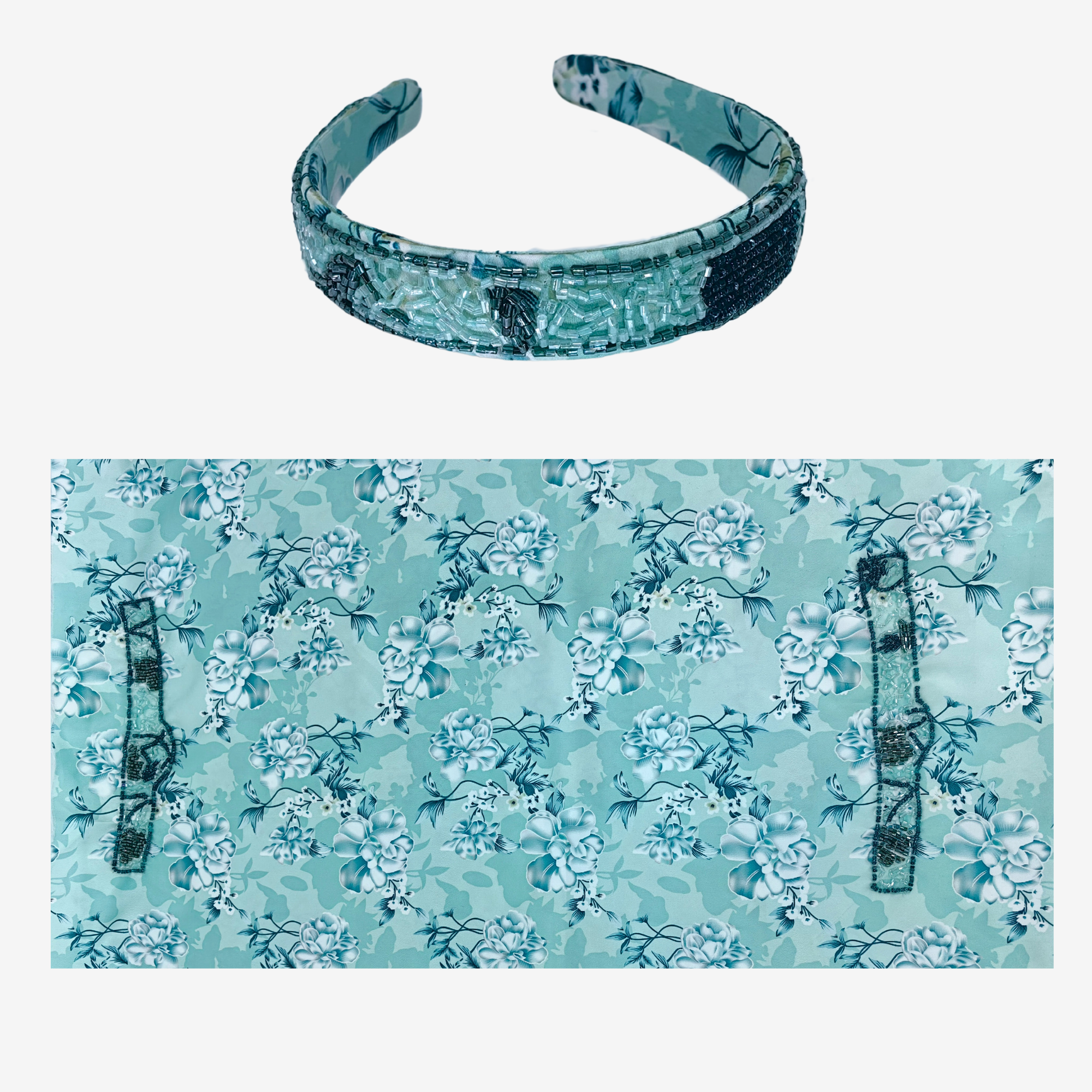 Girls Indian Digital Silk Mukhawar with Crown – Symmetrical Pearl Design