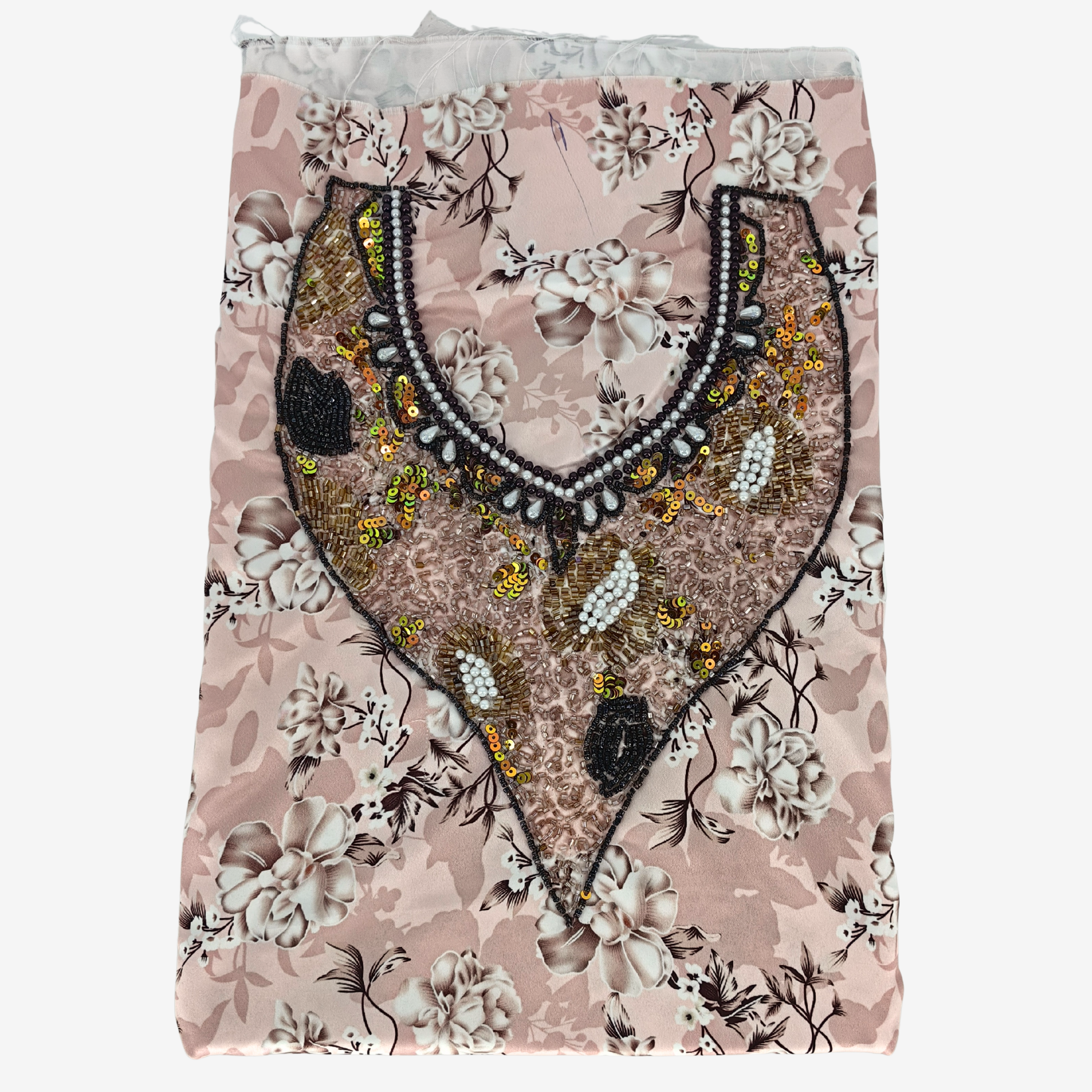 Girls Indian Digital Silk Mukhawar with Crown – Symmetrical Pearl Design