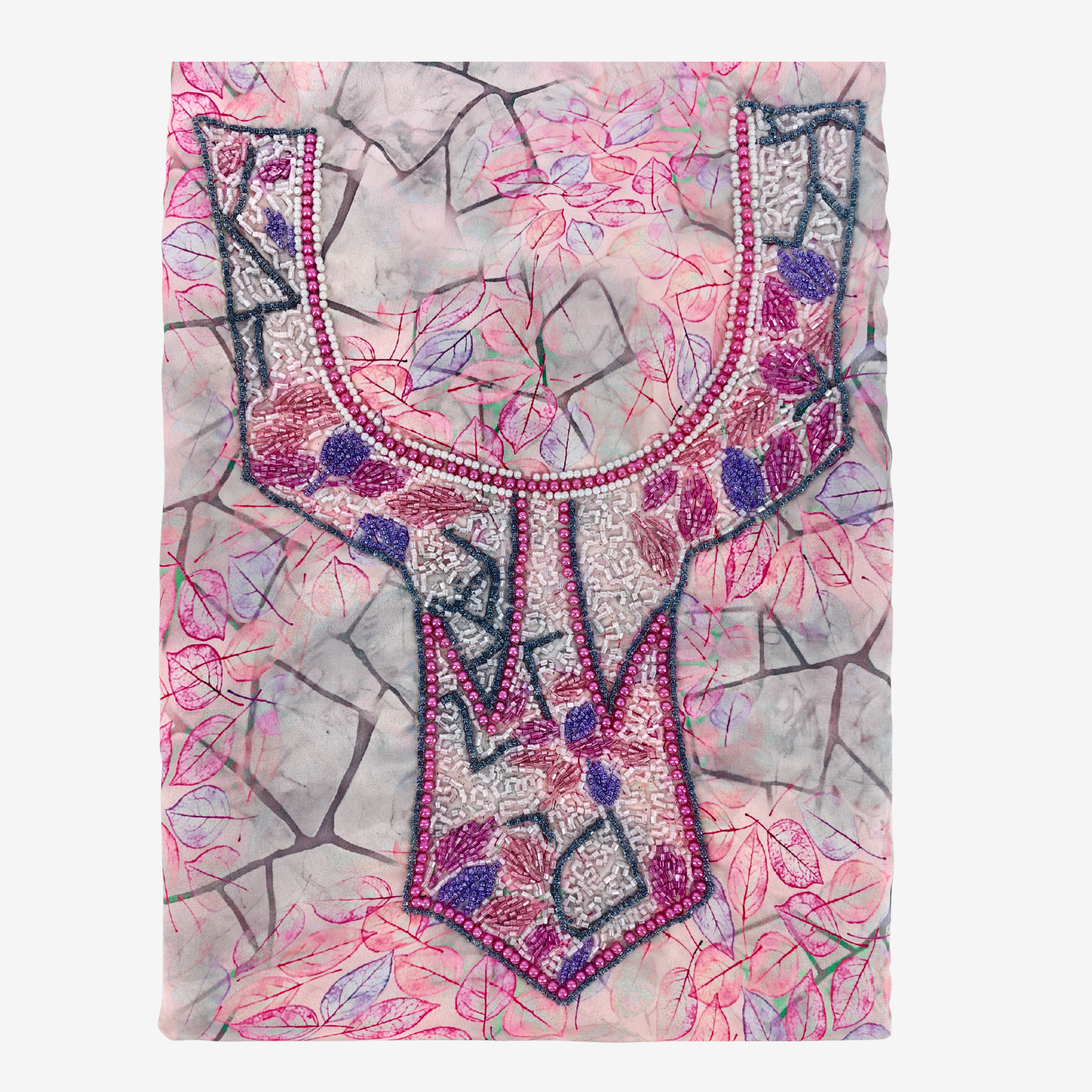 Girls Indian Digital Silk Mukhawar with Crown – Geometric Leaf Design