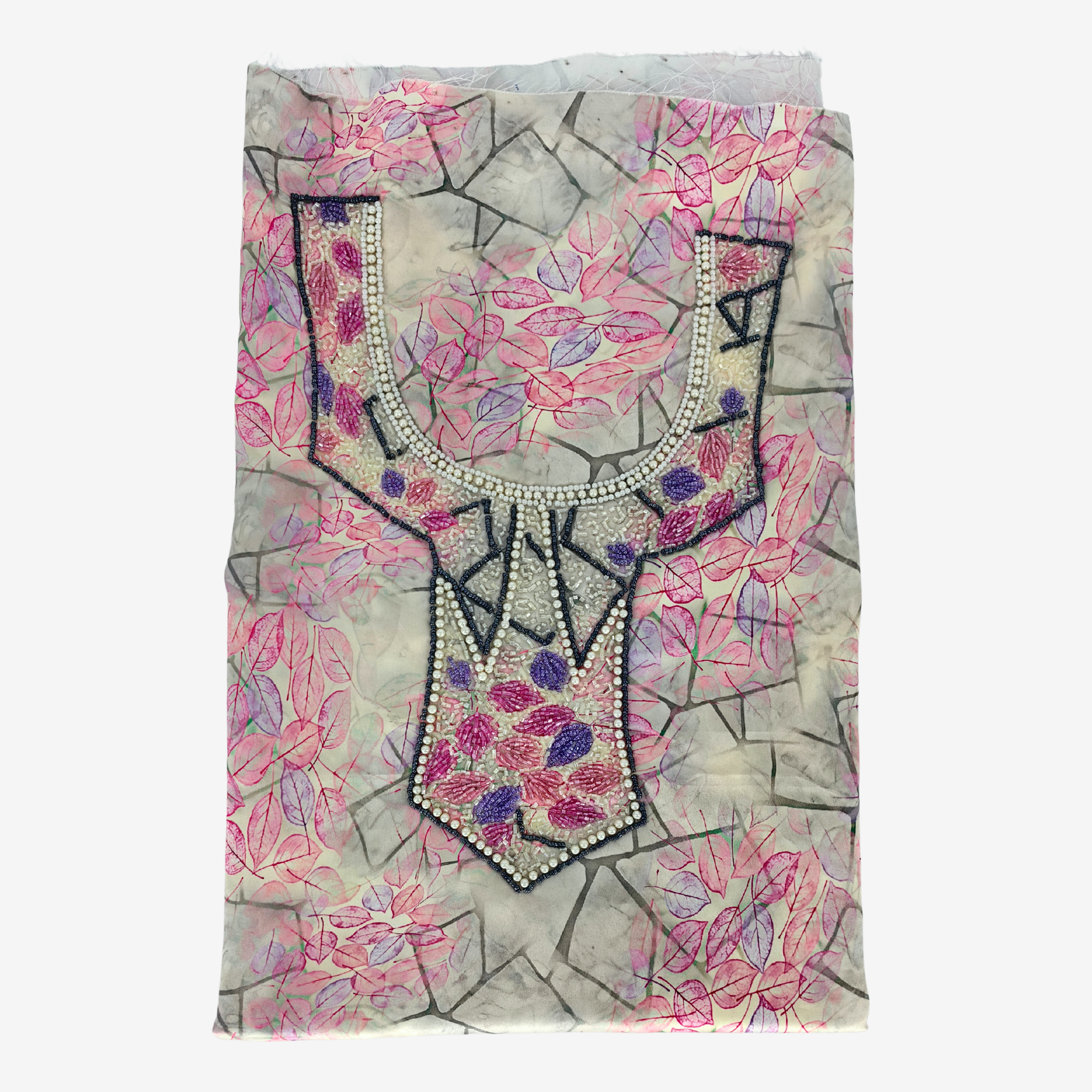 Girls Indian Digital Silk Mukhawar with Crown – Geometric Leaf Design