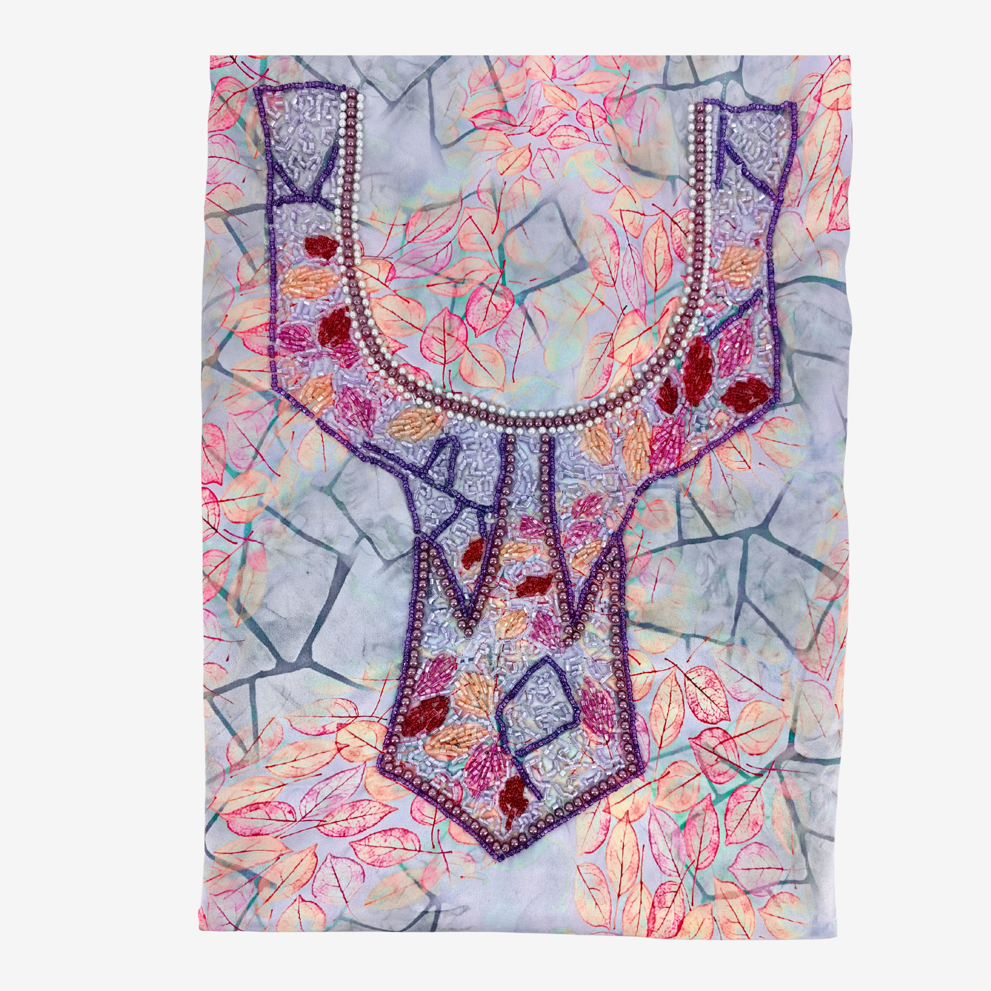 Girls Indian Digital Silk Mukhawar with Crown – Geometric Leaf Design