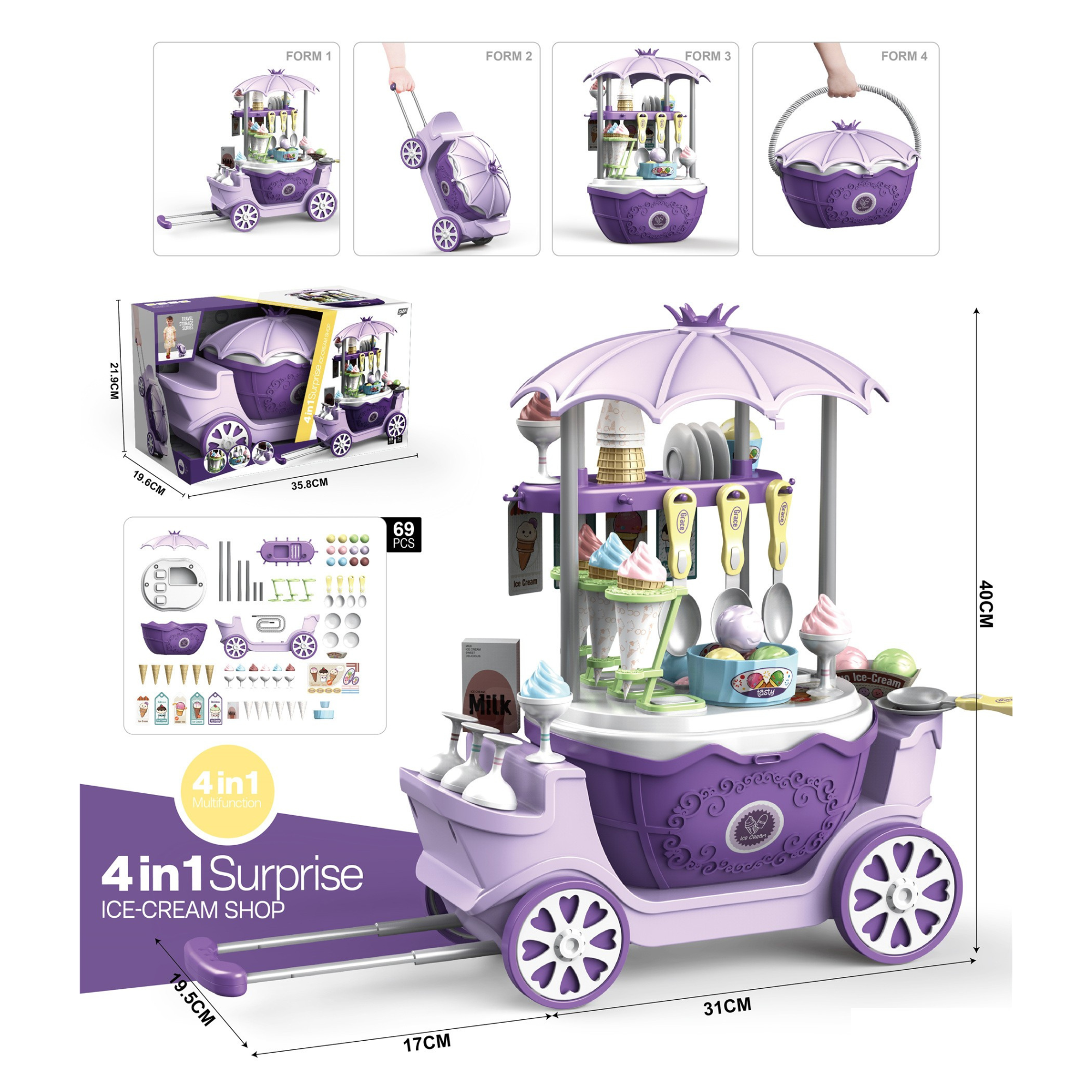 Ice Cream Shop Role 4 in 1 for Kids