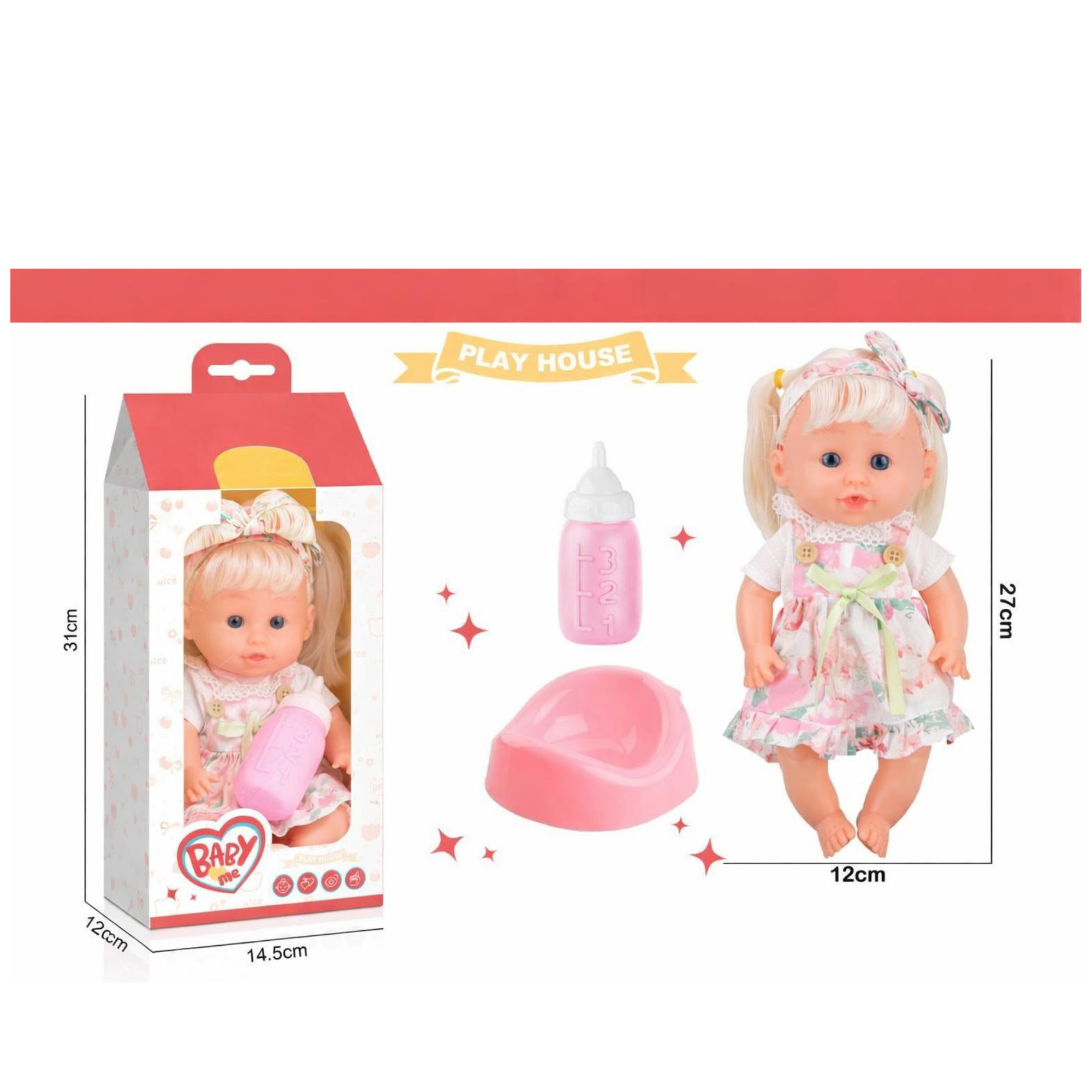 Talking Baby Doll with Bottle & Potty - Blonde Hair