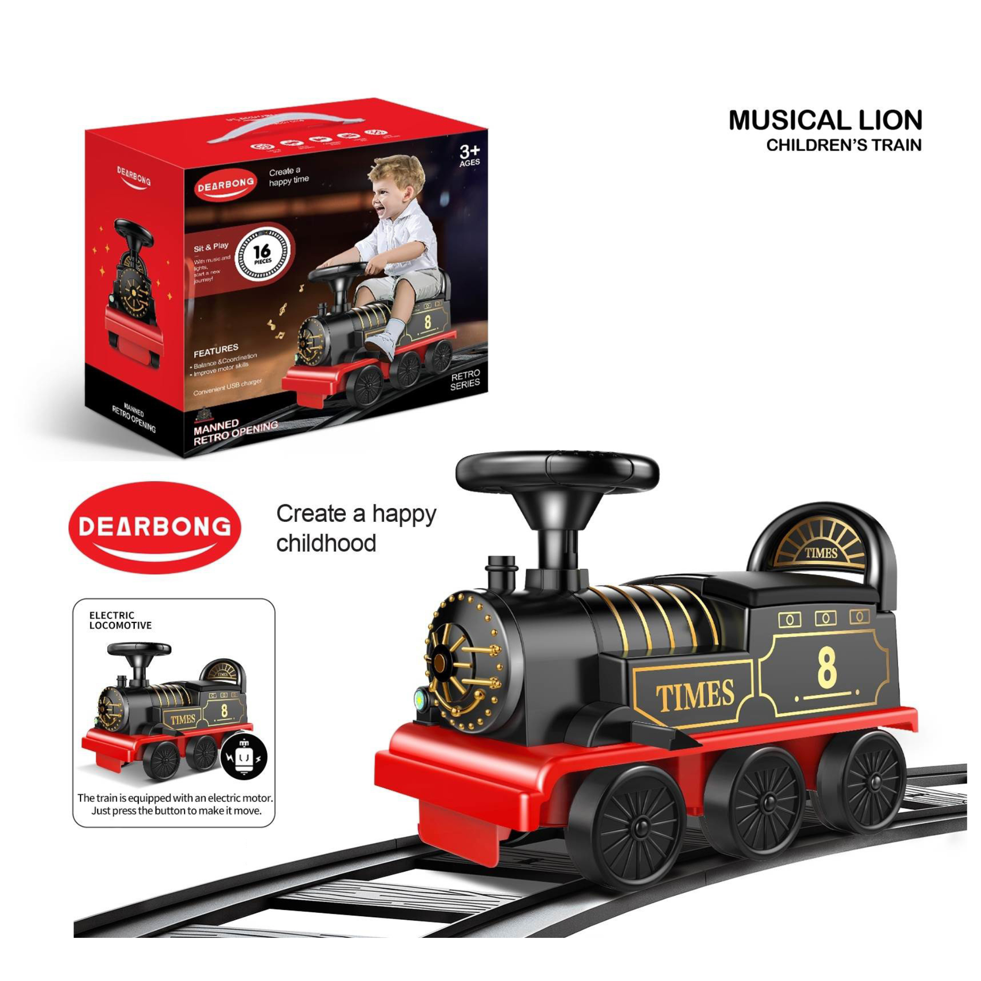 Musical Kids Ride-On Train – With Sound Effects