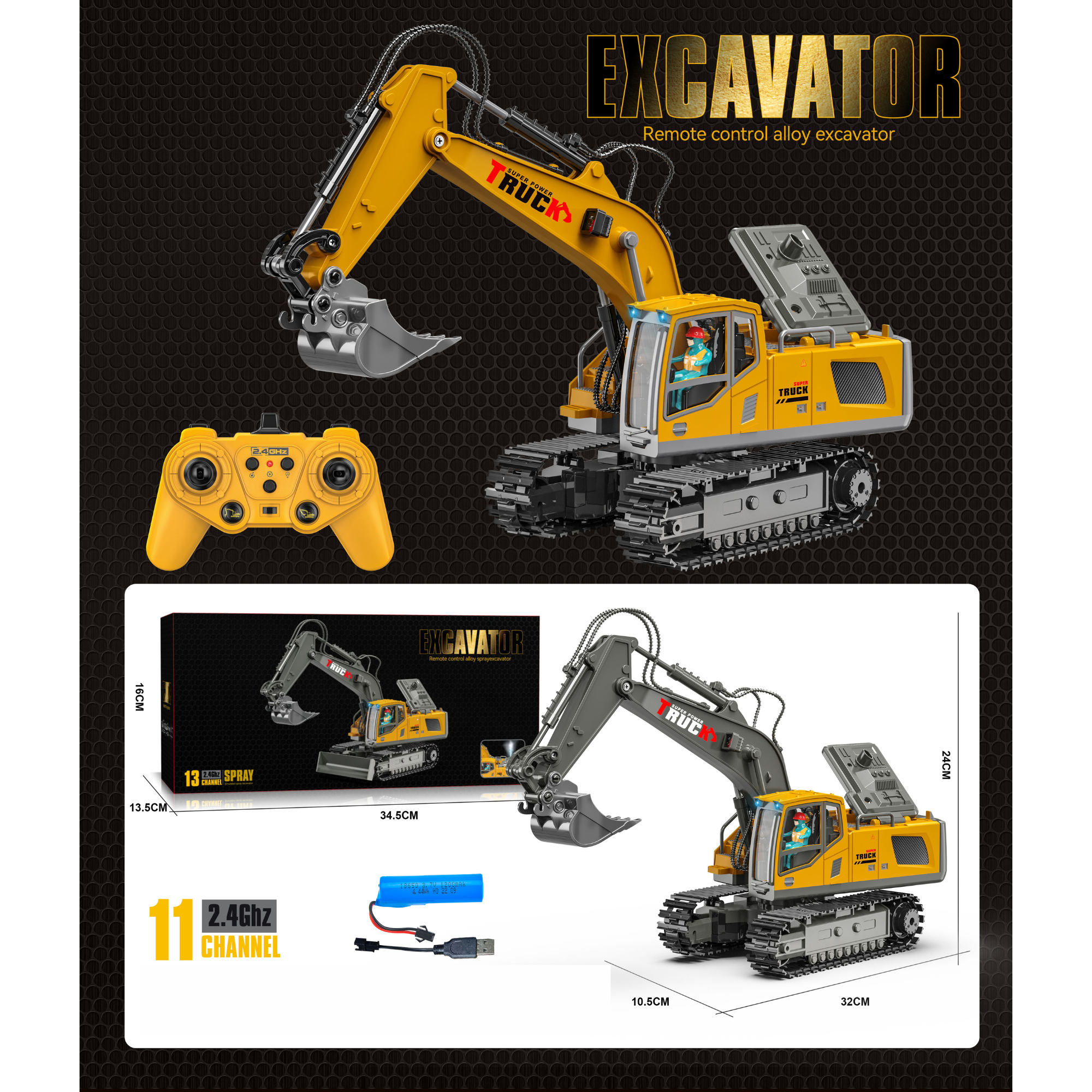 Remote Control Excavator – 11 Channel | 2.4GHz