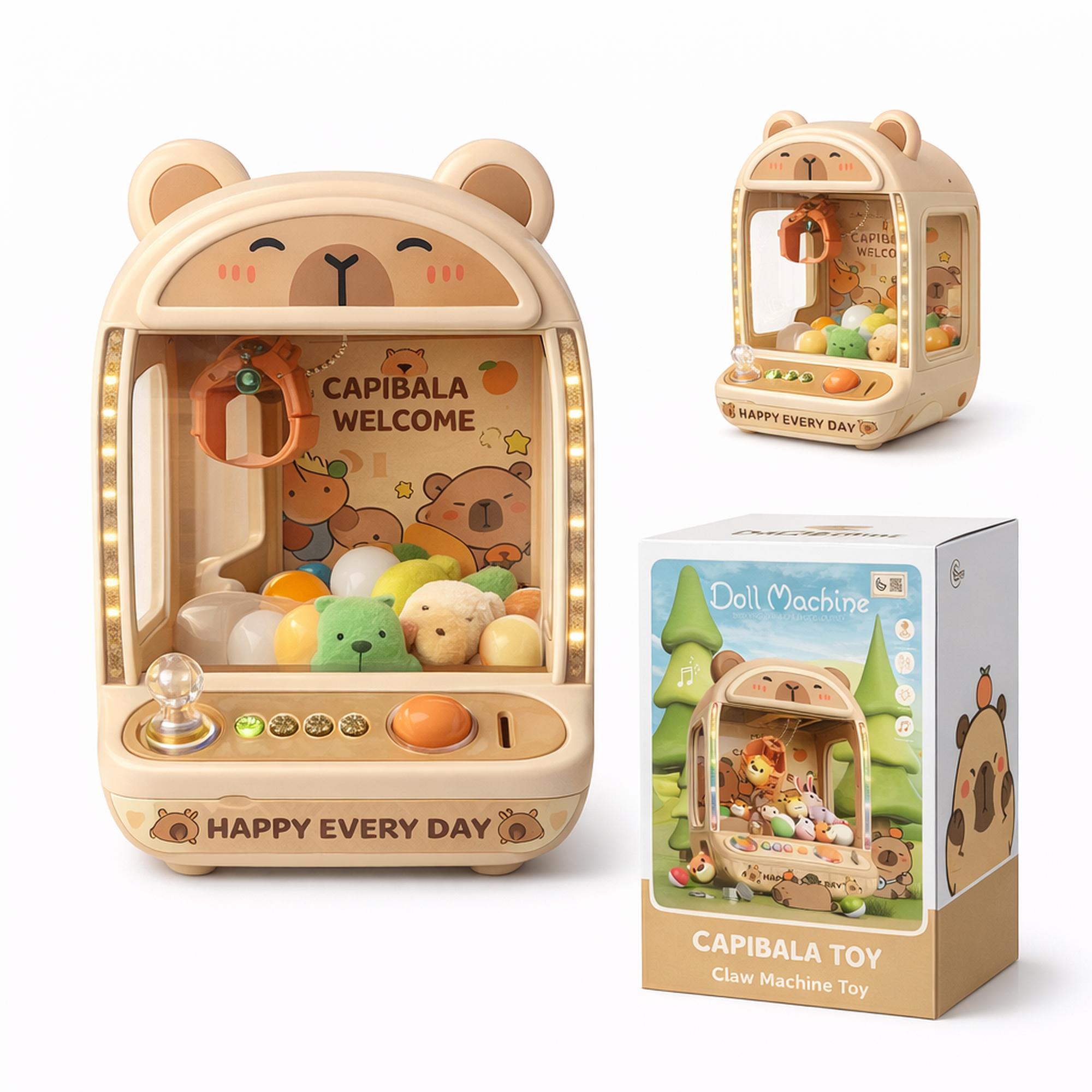 Capibala Claw Machine Toy – Beige Bear Arcade Game